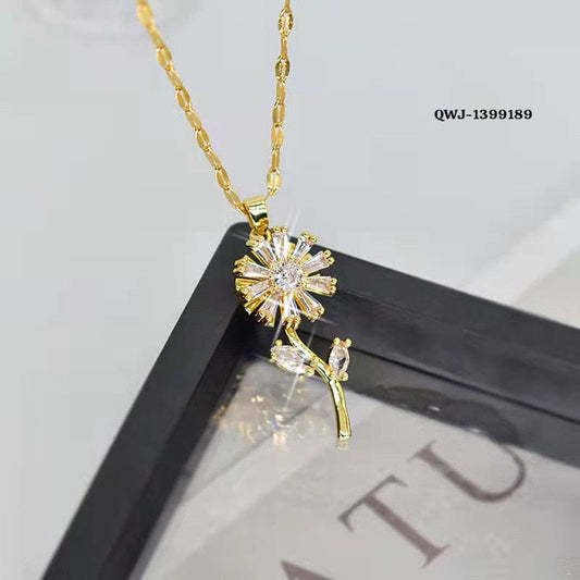 Flower Rotation Pendant Necklace β Golden | Premium China Quality | QWJ-189
